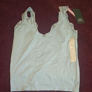 Light Aqua Blue Lace Tank Top